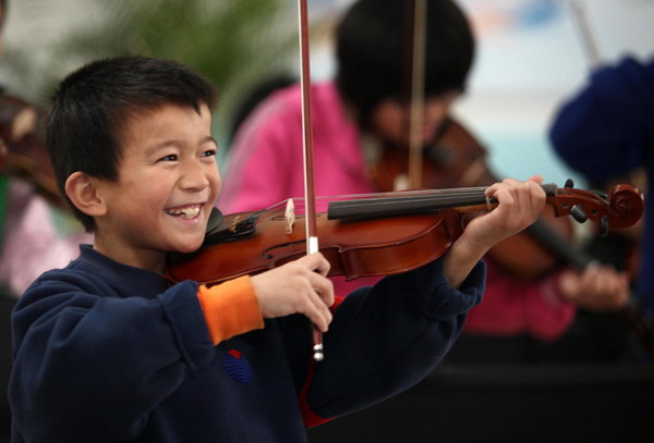 Touching orphans' souls with sound of music