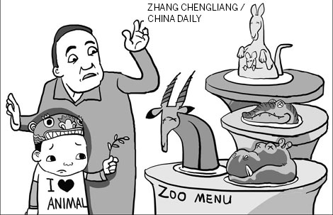 Zoo animals on menu in bad taste