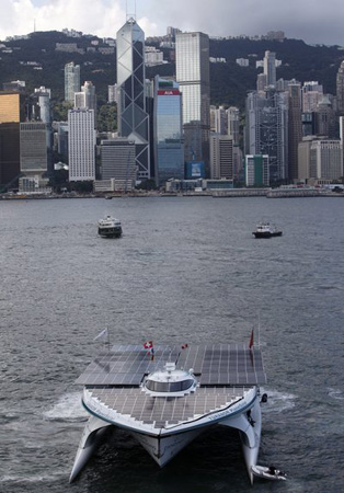 Solar-powered vessel promoting clean energy arrives in HK