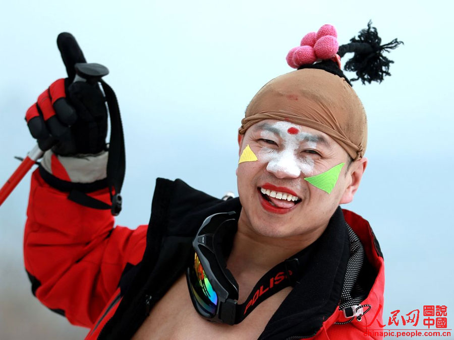 Skiers in swimsuit bid farewell to ski season