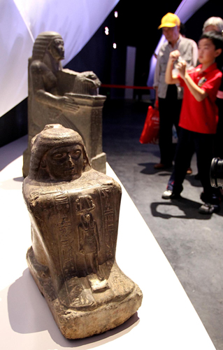 Egyptian antique treasures displayed in Egypt Pavilion