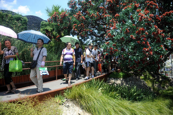 Visitors cool off at Expo Garden