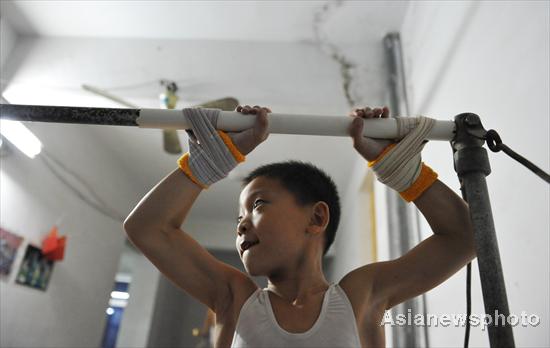 Young gymnast trains hard