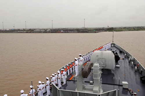 China navy escort warships make port call in Myanmar