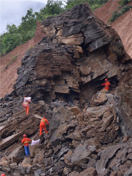 Explosive blast to clear floodwater