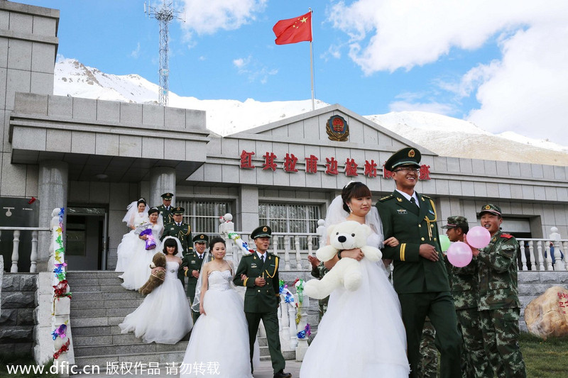 Wedding bells ring at last for five border policemen