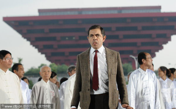 Mr Bean entertains the audience in Shanghai