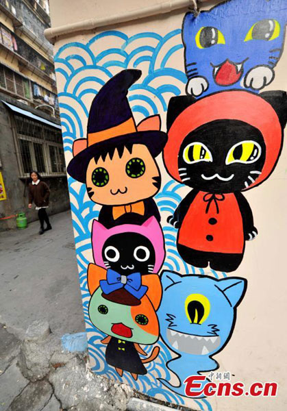 Cat-themed street catches attention in Xiamen