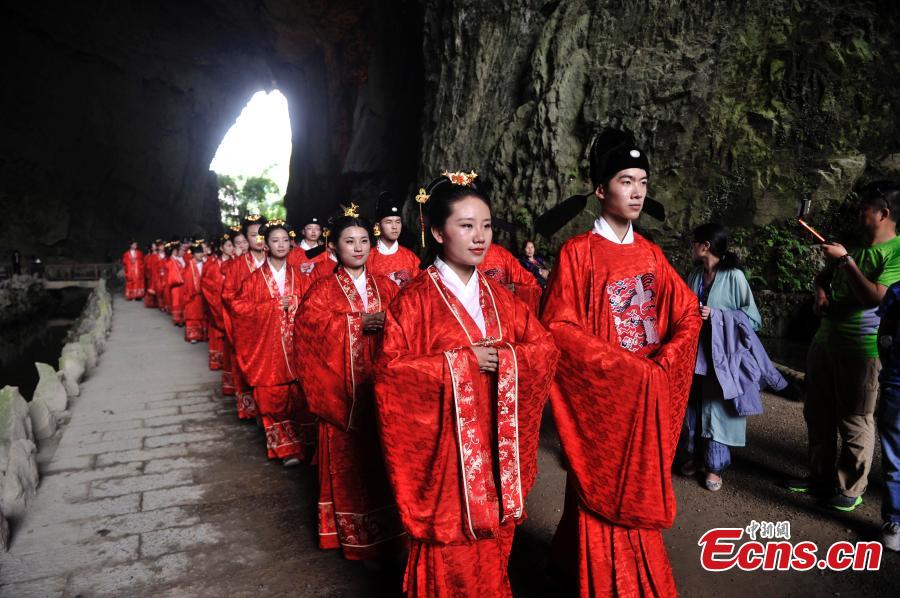 Newlyweds in traditional dress for big day