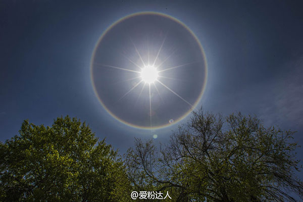 Rainbow solar halo observed in Beijing