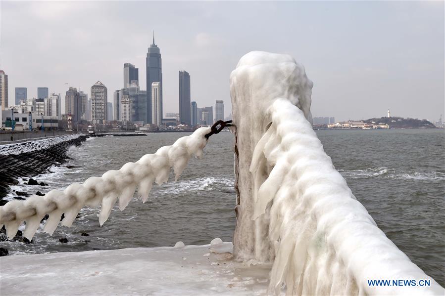 Icicles seen in Yantai city, E China