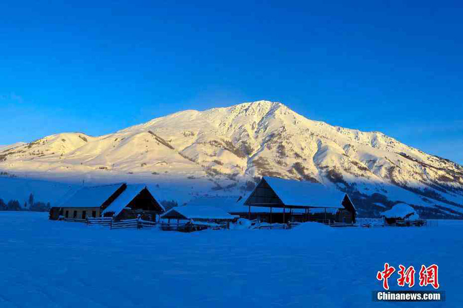 Snow-covered village in Xinjiang