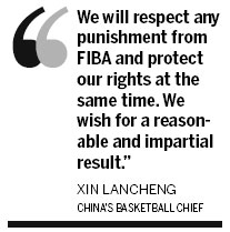 Chinese basketball team and coach handed fines but no suspensions