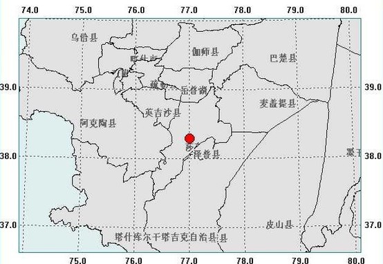 新疆喀什莎车县发生5.2级地震 震源深度10公里