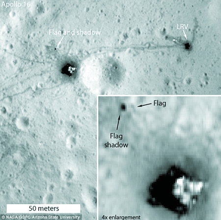 美国插在月球多面国旗40多年依然直立