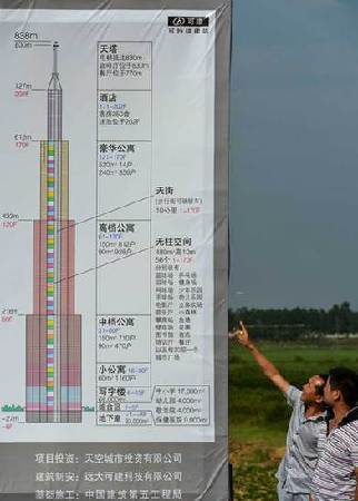 The world's tallest skyscraper to be built in Changsha, Hunan province is still awaiting approval