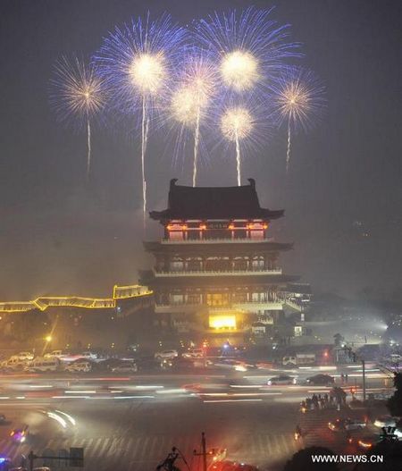 fireworks light up the sky to celebrate the chinese lunar new year in changsha