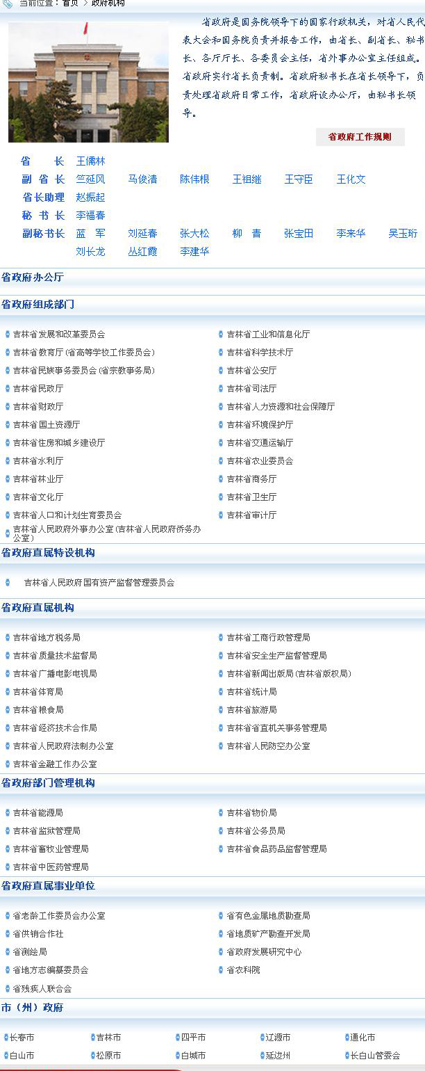 吉林省政府机构