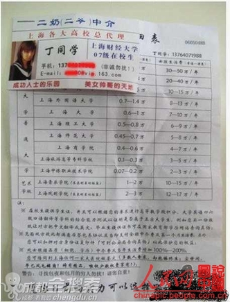 京破获网络二奶中介案 女大学生被明码标价