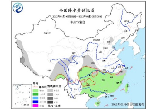 未来三天南方大部多雨雪 贵州中西部局地有冻雨