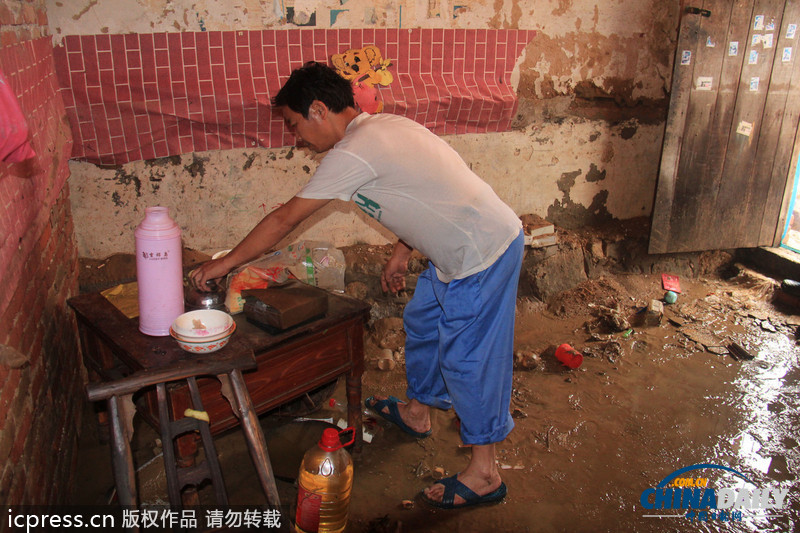 湖北郧县遭强降雨：房屋被毁鸡场被淹 死鸡尸体堆满地