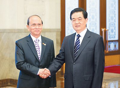胡锦涛与吴登盛进行会谈 中缅成全面战略合作伙伴