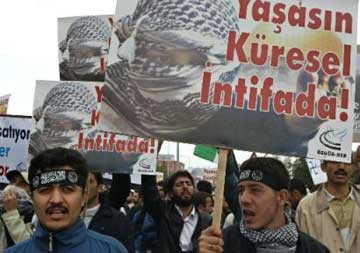 Turksih protesters against US and Israel