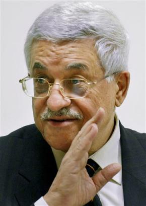 Palestinian Authority President Mahmoud Abbas gestures as he presides over a meeting of the central committee of the Fatah party at his office in the West Bank town of Ramallah, Sunday Feb. 20, 2005. [AP]