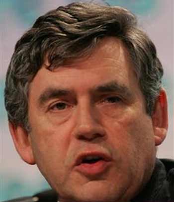 Britain's Chancellor of the Exchequer Gordon Brown speaking at the end of the G8 Finance Ministers Summit in London Saturday June 11, 2005. 