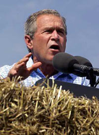 Changing tack, Bush says terror war winnable