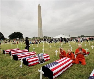 Anti-war protestors march in Washington