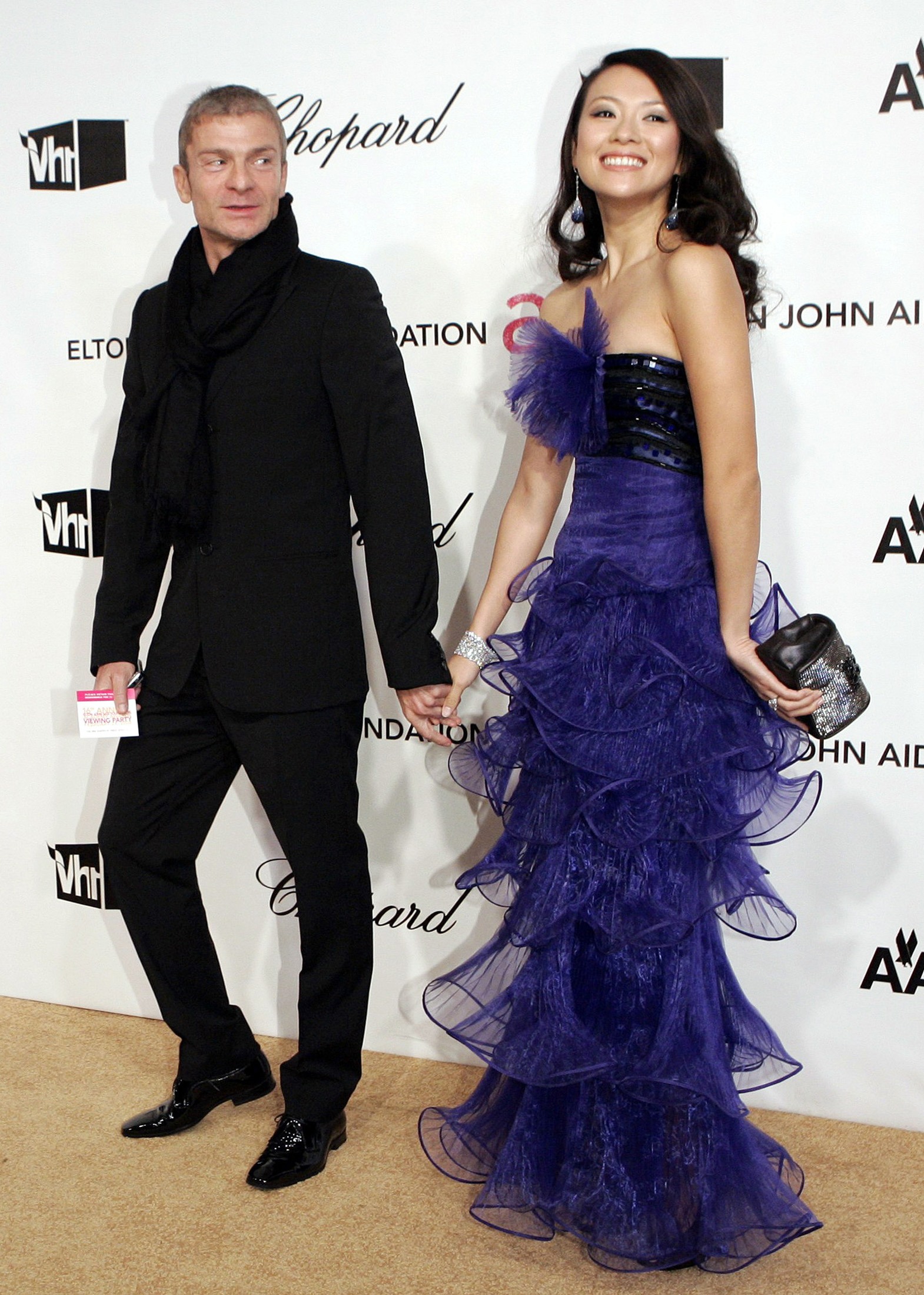 Zhang Ziyi and Vivi Nevo pose at Annual Elton John AIDS Foundation Party