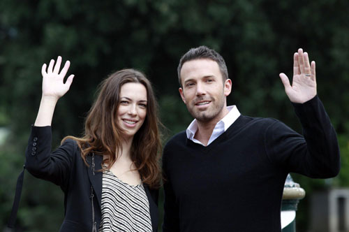 Ben Affleck and Rebecca Hall pose as they arrive at 67th Venice Film Festival