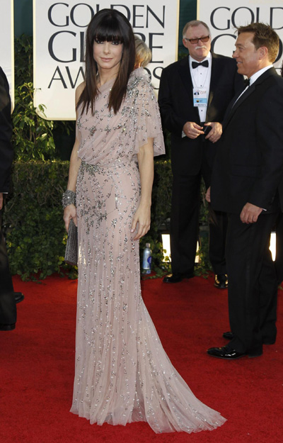 Sandra Bullock arrives at the 68th annual Golden Globe Awards