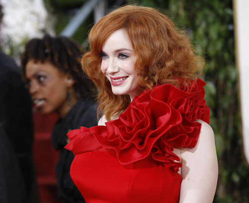 Christina Hendricks arrives at the 68th annual Golden Globe Awards