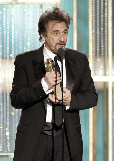 Al Pacino accepts his award for best actor for 'You Don't Know Jack'