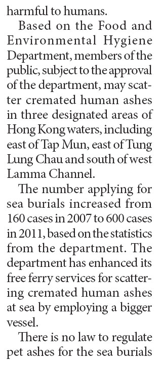 Cremated remains cited as risk to sea stocks