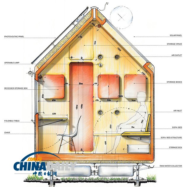 意设计师推出6平米微型屋 内含厨房、卧室和淋浴室