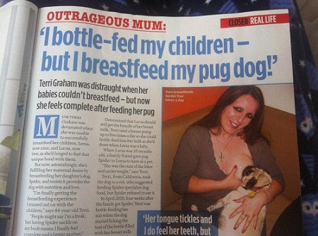 美国一女子用母乳喂养宠物狗 称能满足母性
