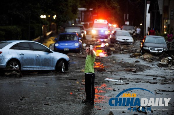 美国多地因暴雨发出洪水警报 已致1死3失踪（图）