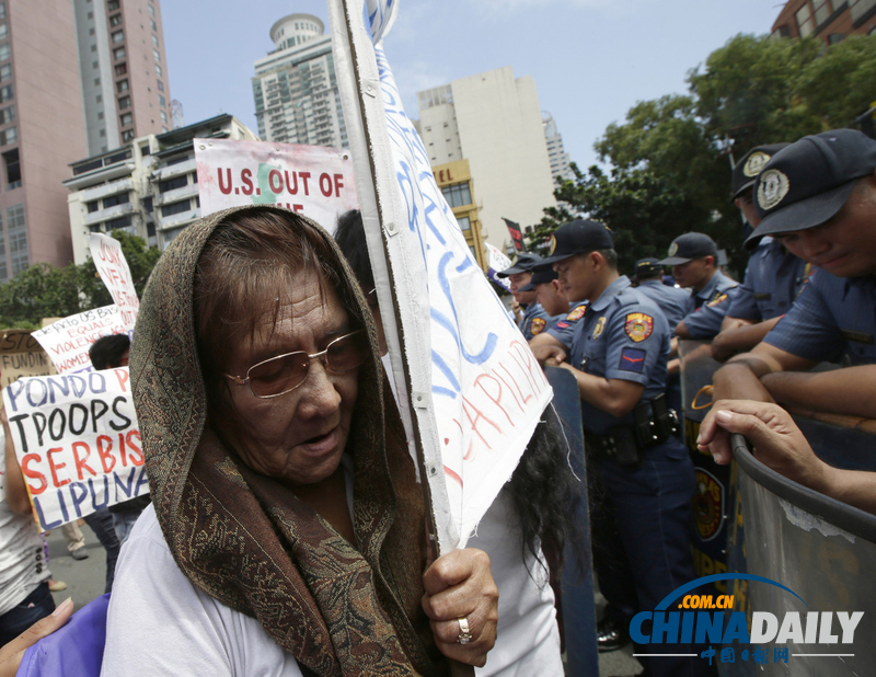 菲律宾民众反对美增加军事部署 抗议克里来访（图）
