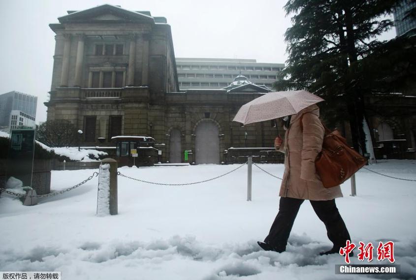 日本关东遭遇暴雪 路面积雪严重交通混乱