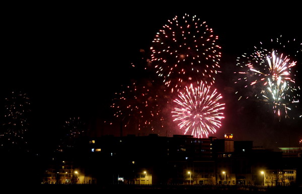 Fireworks light up sky on Chinese New Year's Eve