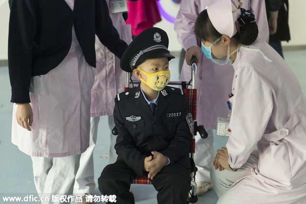 Leukemia boy's policeman dream comes true