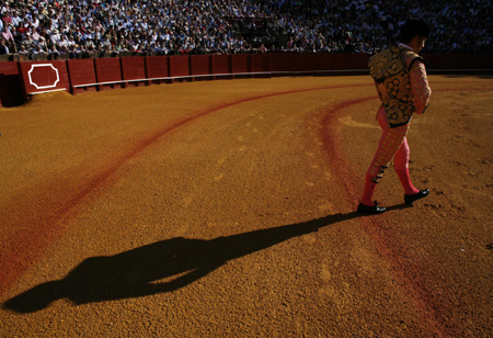 Bullfighters perform in southern Spain