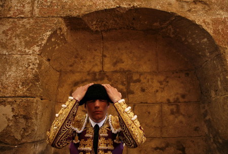 Bullfighters perform in southern Spain