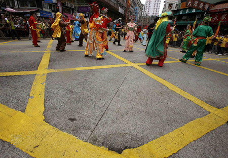 People celebrate Tin Hau festival in Hong Kong