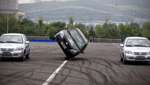 Economic car makes stunt show