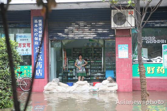 Street flooded in Central China city