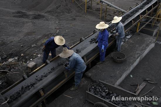 Exhausting day at a coal factory